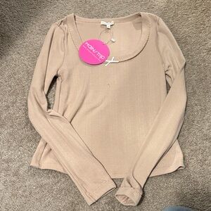 Main Strip Tan Long Sleeve Top